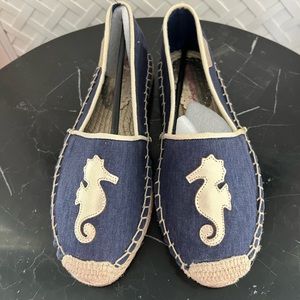 NIB Lilly Pulitzer Lia Espadrille True Navy Size 9 Gold Seahorse